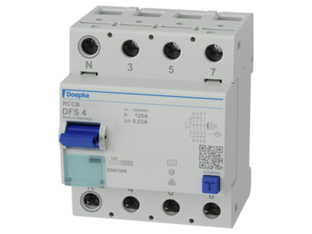 Doepke HPFI (RCD) 125A 30mA 4P 10kA Type A - Nul i venstre side