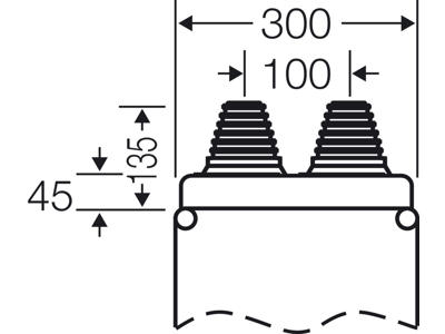 Flange (2 x 30-72 mm), 300x45/135 mm