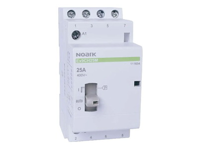 Noark kontaktor med manuel omskifter 25A, 220-240V AC, 4NC