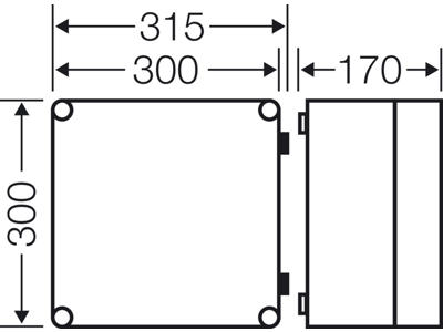 Hensel Mi kasse 300x300x170 mm - gråt hængslet låg