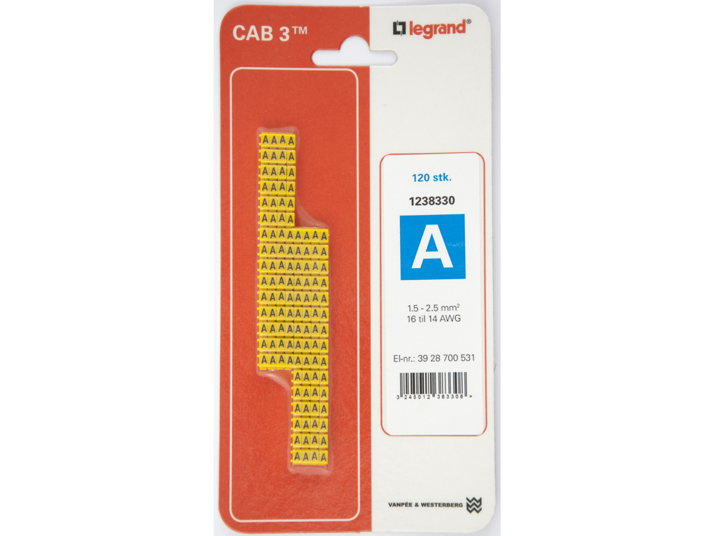 CAB 3 ledningsmærker 1,5-2,5 mm² (A) - 120 stk.
