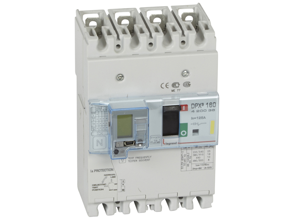 Legrand maksimalafbryder med fejlstrømsmodul DPX³ 160, 125A 4P, 16kA