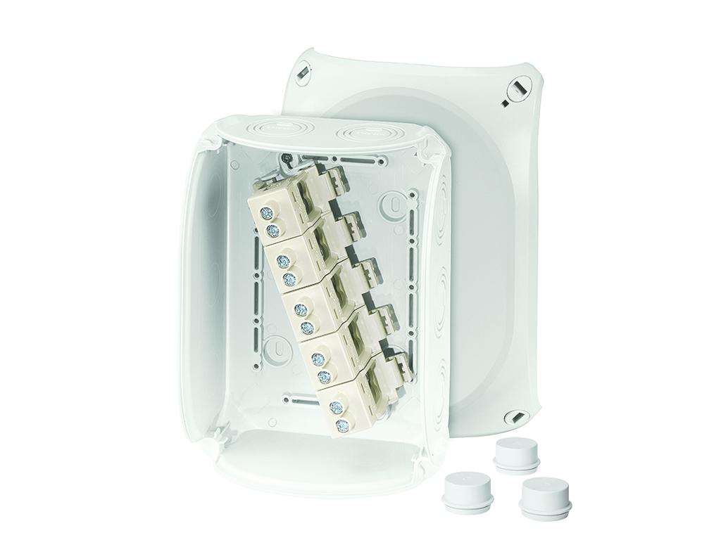 Forgreningsdåse 5x6-16 mm², Cu, 155x210x92 mm, IP66 - Grå