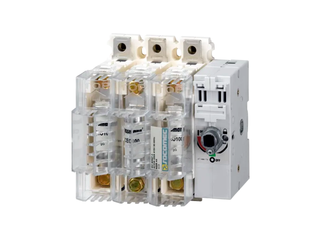 Socomec sikringsbryder NH00 sikringer, 3P 160A - Frontbetjening højre side