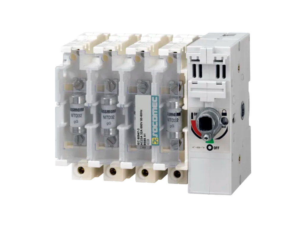 Socomec sikringsbryder NH1 sikringer, 4P 250A - Frontbetjening højre side