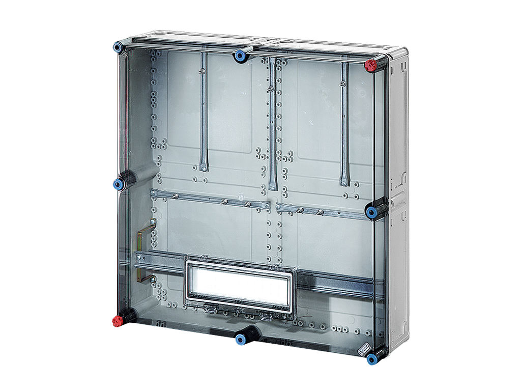 Mi kasse med beslag til 3 x kWh-målere og DIN-skinne, 600x600x192 mm