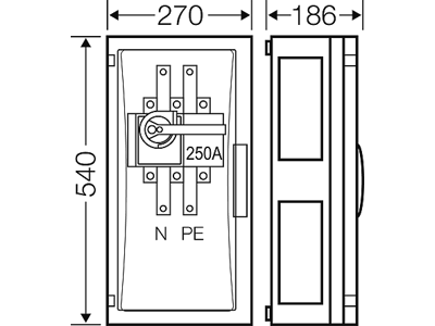 Hensel ENYSTAR kasse med skillesikring + sikringsafbryder 250A, 3P PE+N