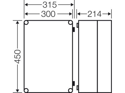 Hensel Mi kasse 450x300x214 mm - gråt hængslet låg