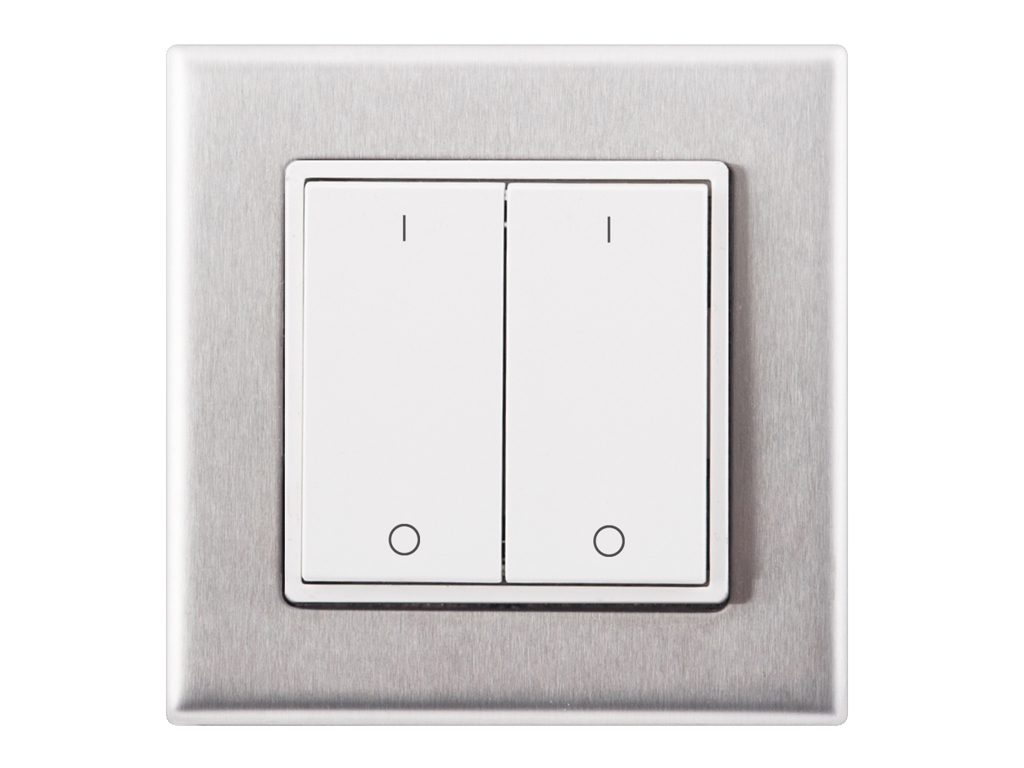 Helvar EnOcean tryk, dobbelt 1/0 1/0 - Hvid med stålramme