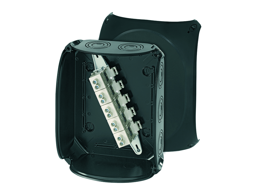 Forgreningsdåse 5x6-25 mm², Cu, 205x255x112 mm, IP66/67/69 - Sort