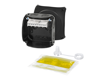 Dåse vandtæt 2,5-6mm² sort 130x130x77mm