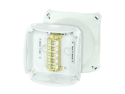 Forgreningsdåse 5x1,5-4 mm², Cu/Alu, 130x130x77 mm, IP66 - Grå