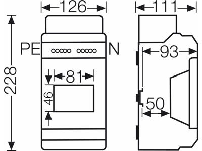 Hensel KV gruppetavle 4,5 moduler (1x4,5) med PE- og N klemme - IP54