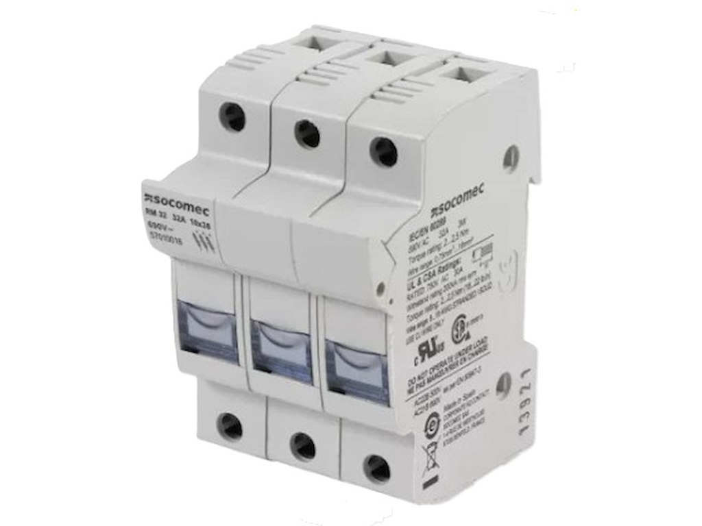 Socomec RM sikringsholder til 10x38 sikring, 3-polet 32A