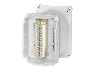 Forgreningsdåse 0,14-6 mm², Cu, 19 klemrækker, 130x180x77 mm, IP66 - Grå