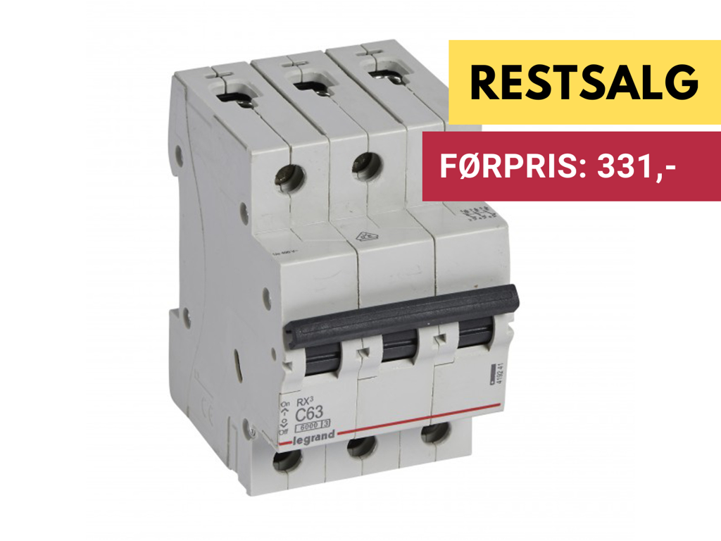 Legrand automatsikring RX3 C63A 3P 3M 6/6kA