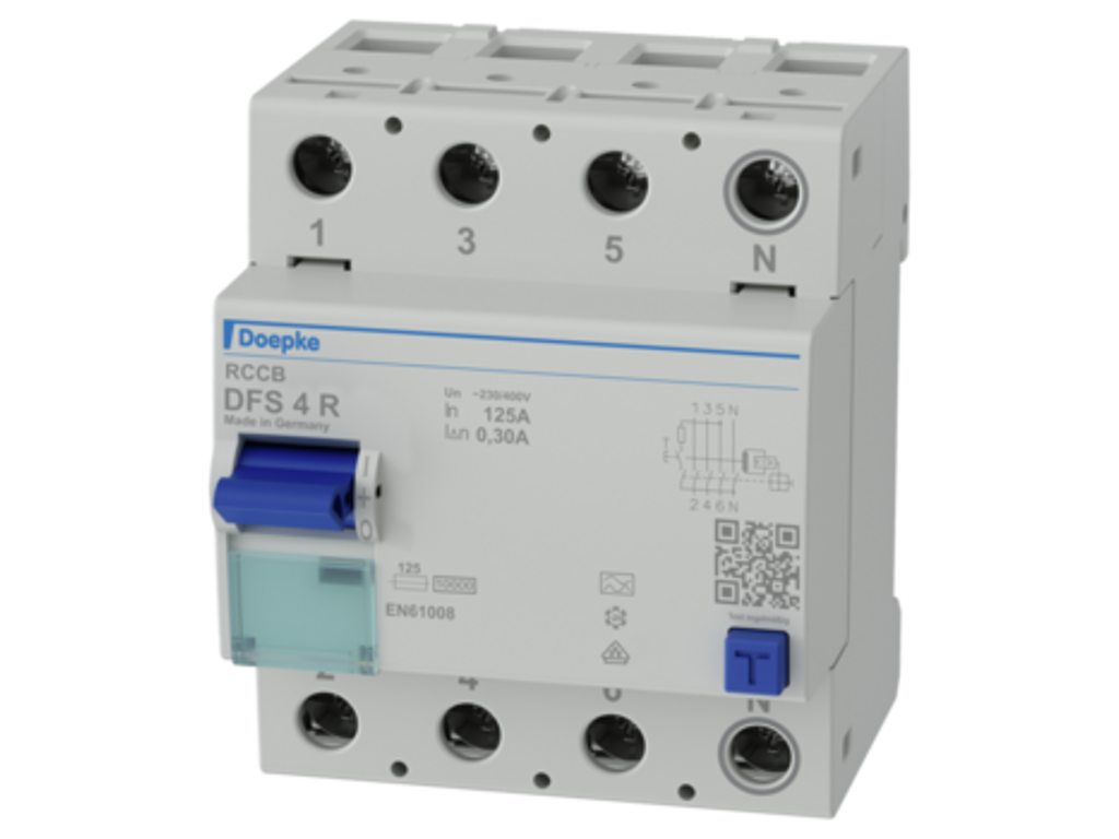 Doepke PFI (RCD) 125A 300mA 4P 10kA Type A - Nul i højre side