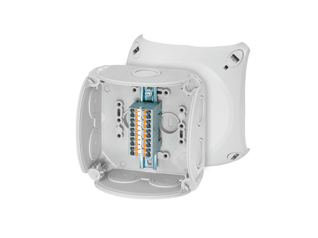 Forgreningsdåse 0,75-2,5 mm², Cu, 104x104x70 mm, IP66 - Grå