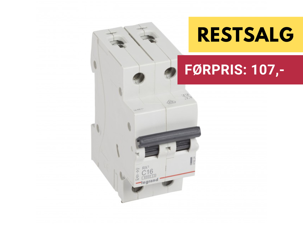 Legrand automatsikring RX3 C16A 2P 2M 6/6kA