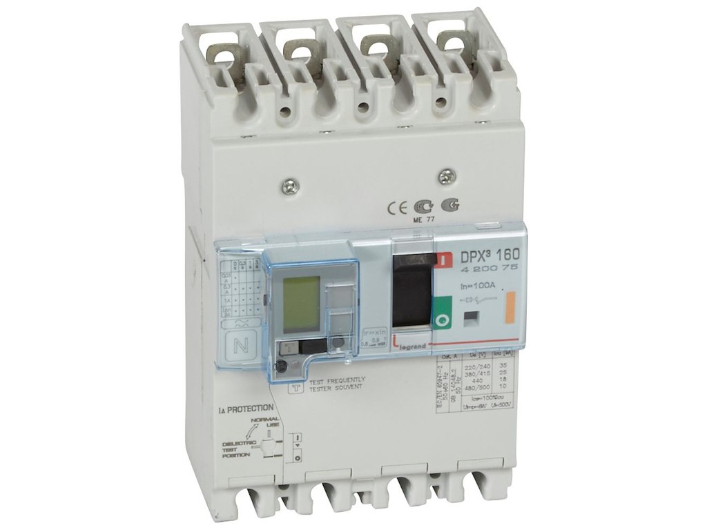 Legrand maksimalafbryder med fejlstrømsmodul DPX³ 160, 100A 4P, 25kA