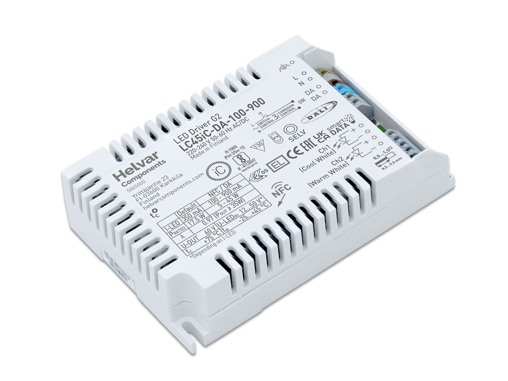 Helvar LED driver LC45iC-DA-100-900 Gen2 (DALI-2)