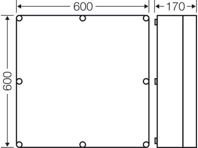 Hensel Mi kasse 600x600x170 mm - gråt låg
