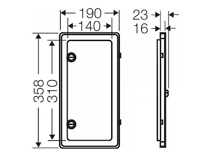Klaprude f/kWh-måler, 140x310 mm