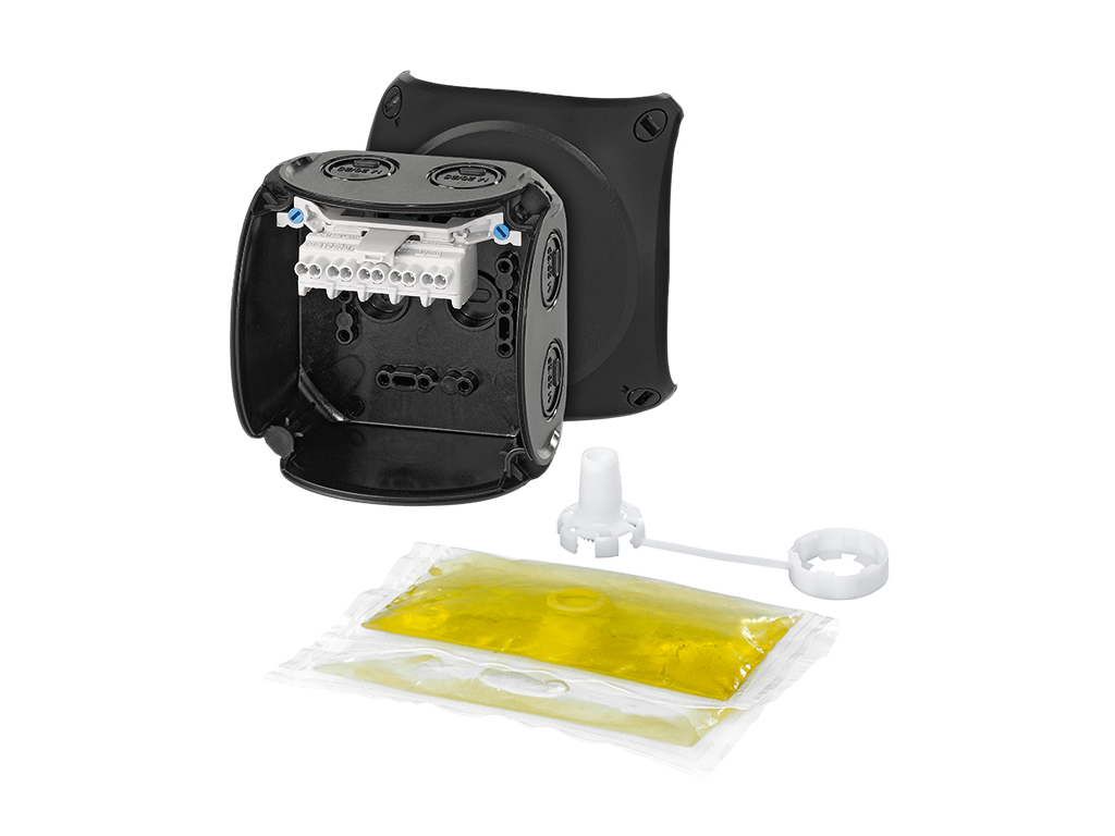 Dåse vandtæt 1,5-2,5mm² sort 104x104x70mm