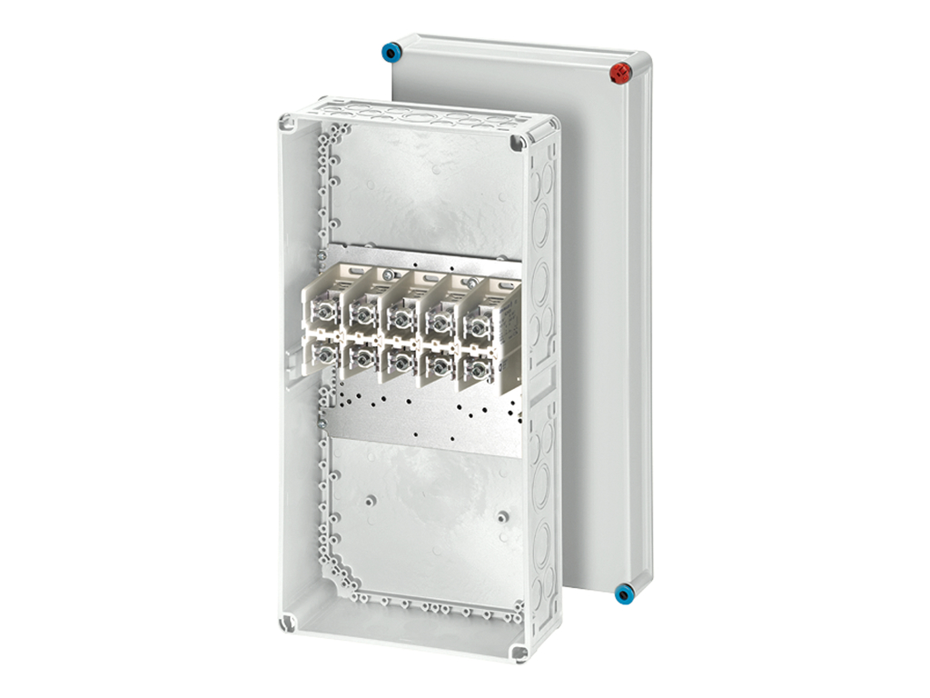 Forgreningsdåse 5x25-240 mm², Cu/Alu, 600x300x170 mm (Mi0401), IP65 - Grå