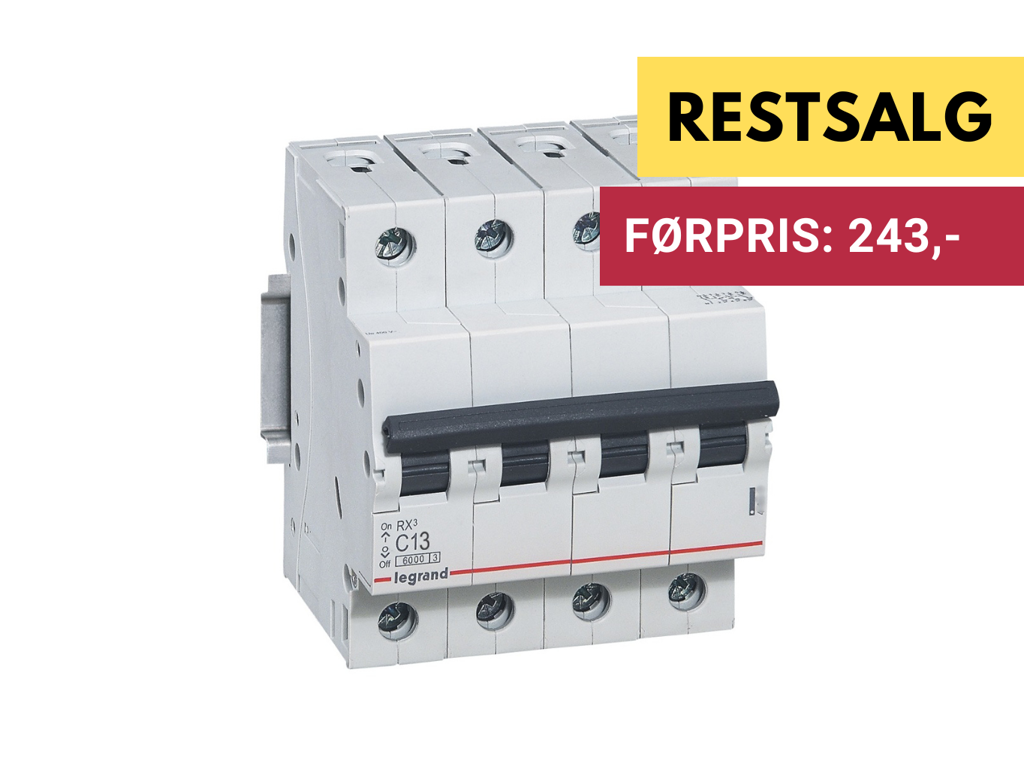 Legrand automatsikring RX3 C13A 4P 4M 6/6kA