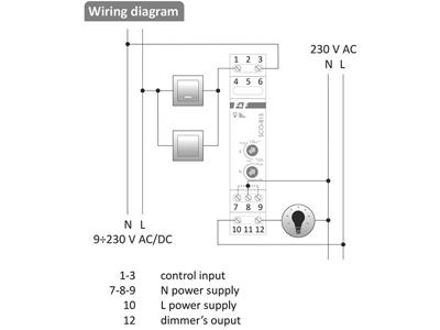 F&F universal lysdæmper til DIN-skinne, 500W, 100W LED, 230V