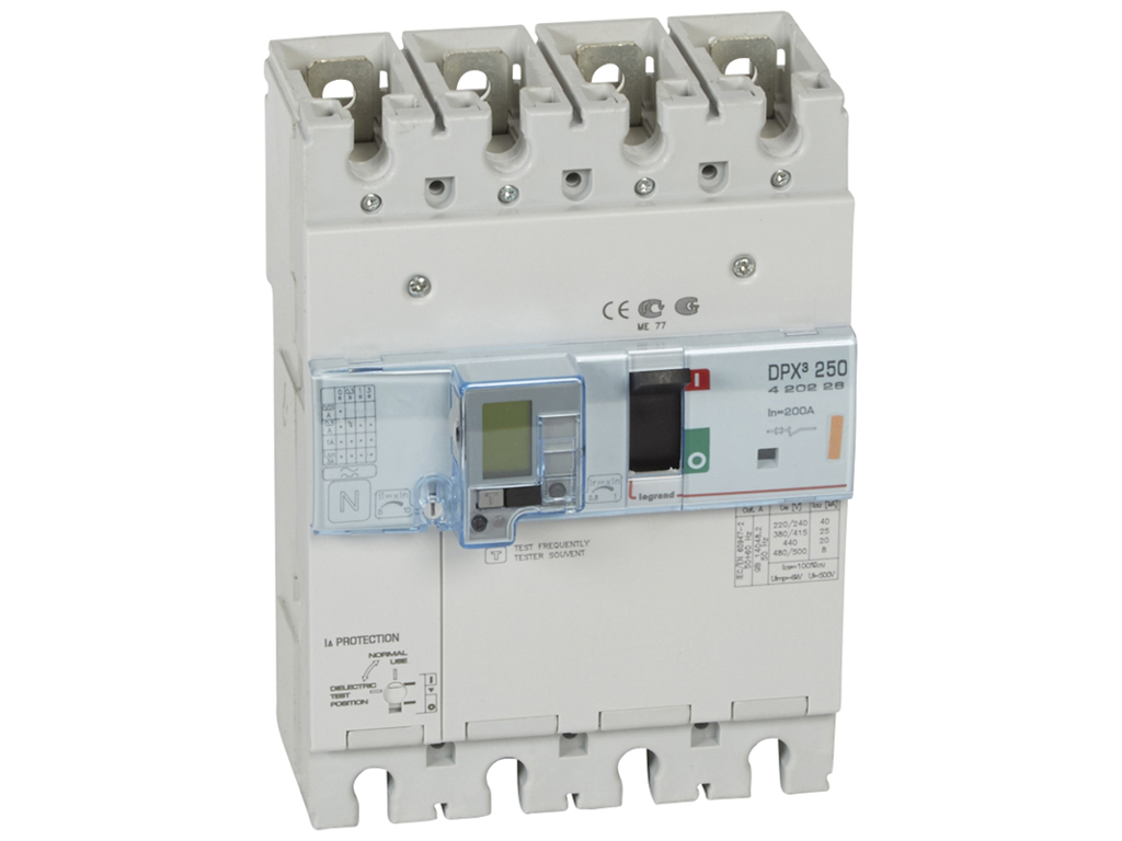 Legrand maksimalafbryder med fejlstrømsmodul DPX³ 250, 200A 4P, 25kA