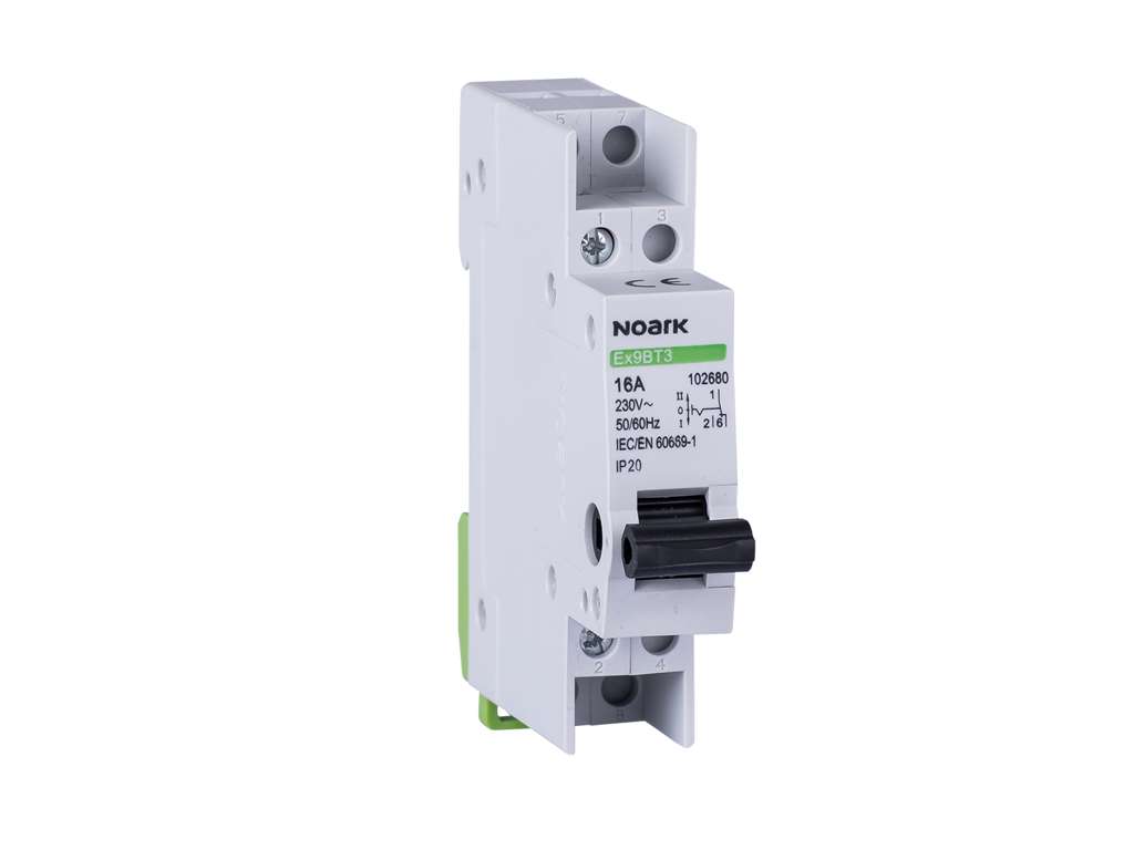 Noark DIN-Skinne omskifter 16A 1CO (skiftekontakt I-0-II) - Ex9BT3