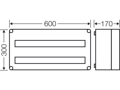Hensel Mi kasse med DIN-skinne 56M (2x28)