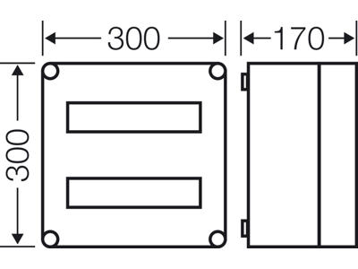 Hensel Mi kasse med DIN-skinne 24M (2x12)
