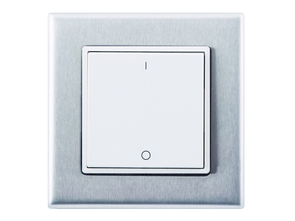 Helvar EnOcean tryk, enkelt 1/0 - Hvid med stålramme