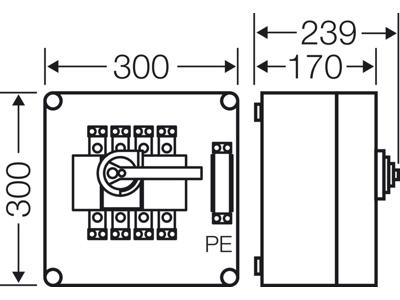 Mi kasse med indbygget sikringsafbryder 160A, 300x300x239 mm