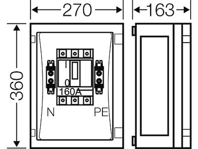 Hensel ENYSTAR kasse til maksimalafbryder med afbryder 160A, 3P PE+N