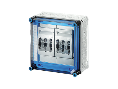 Mi kasse med 2xHRC00 sikringsafbrydere 160A 3P, ln=630A, t/kombination