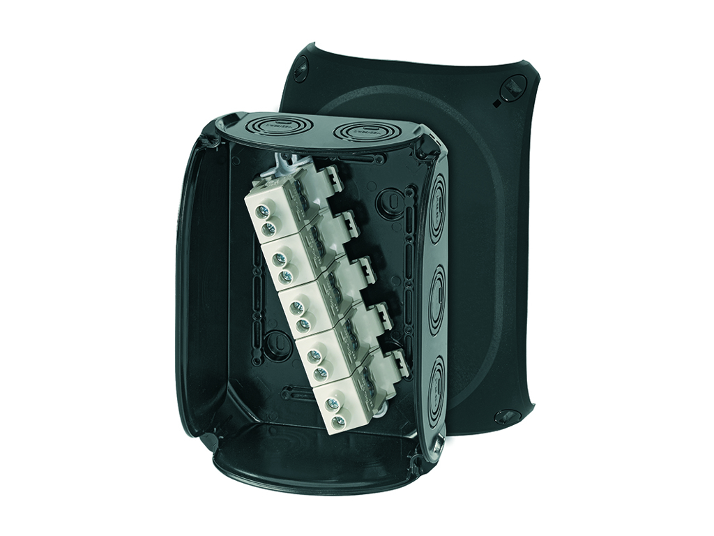 Forgreningsdåse 5x6-16 mm², Cu, 155x210x92 mm, IP66/67/69 - Sort