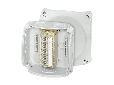 Forgreningsdåse 0,14-6 mm², Cu, 12 klemrækker, 130x130x77 mm, IP66 - Grå