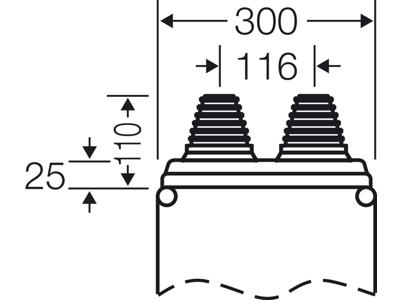 Flange (2 x 30-72 mm), 300x25/110 mm