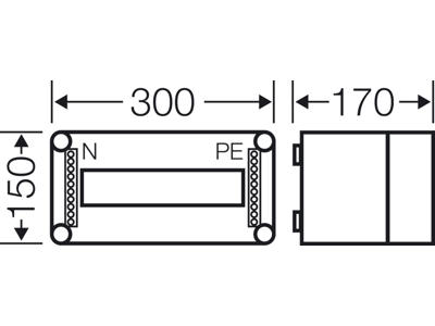 Hensel Mi kasse med DIN-skinne 9M (1x9), PE/N klemme