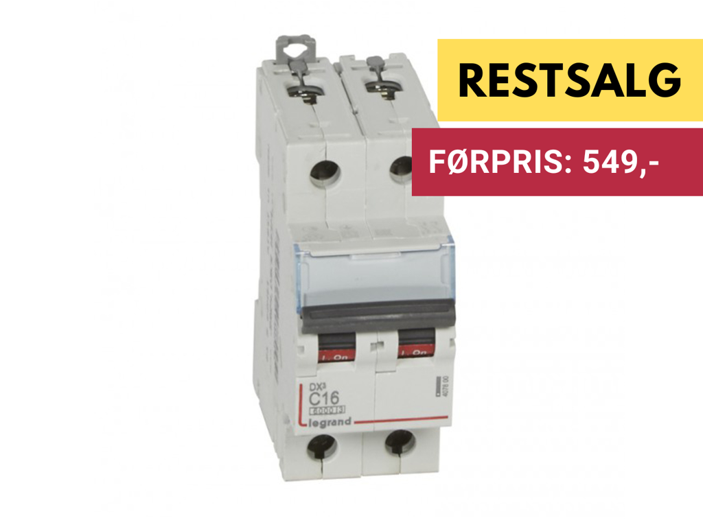 Legrand automatsikring DX3 C16A 2P 2M 6/10kA