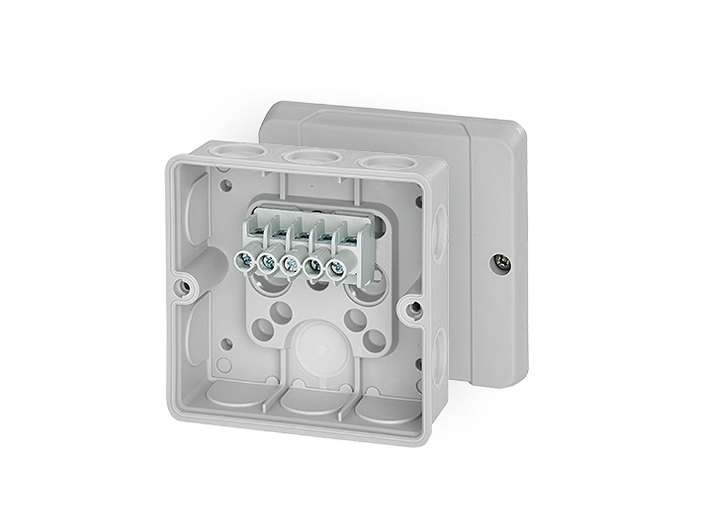 Membrandåse 5x1,5-4 mm², Cu 3~, 98x98x55 mm - Grå