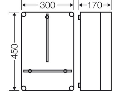 Mi kasse med beslag til 1 x kWh-måler, 450x300x170 mm