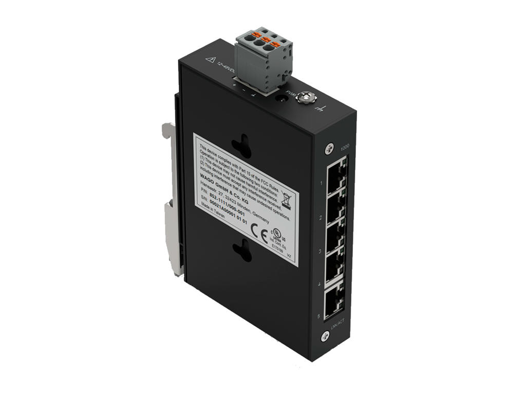 Wago switch til DIN-skinne med 5 porte 100Base-TX