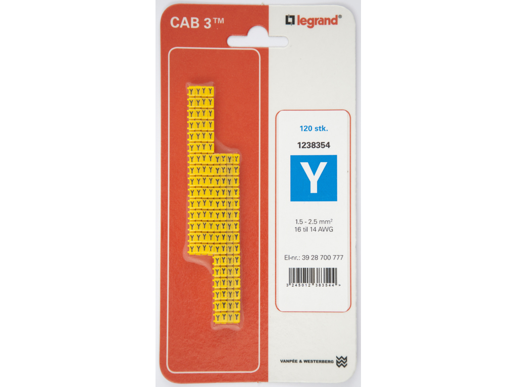 CAB 3 ledningsmærker 1,5-2,5 mm² (Y) - 120 stk.