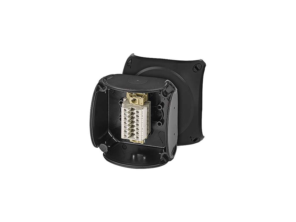 ATEX forgreningsdåse 0,5-4 mm², 7 klemrækker, 93x93x62 mm - Sort
