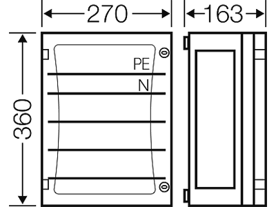 Hensel ENYSTAR kasse med skinnefelt Cu 5P 250A, 360x270x163 mm